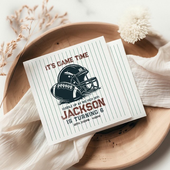 It’s game time! Kick off football birthday kids Napkins (Creator Uploaded)