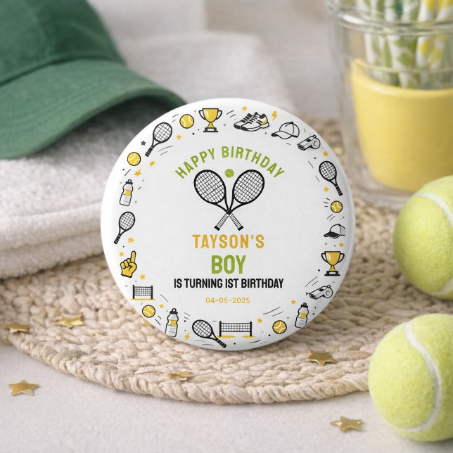 It’s Game Time Tennis 1st Birthday – Fun Kids  Button (It’s Game Time Tennis 1st Birthday – Fun Kids Button
)