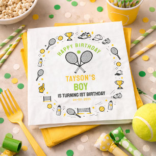 It’s Game Time Tennis 1st Birthday – Fun Kids Napkins