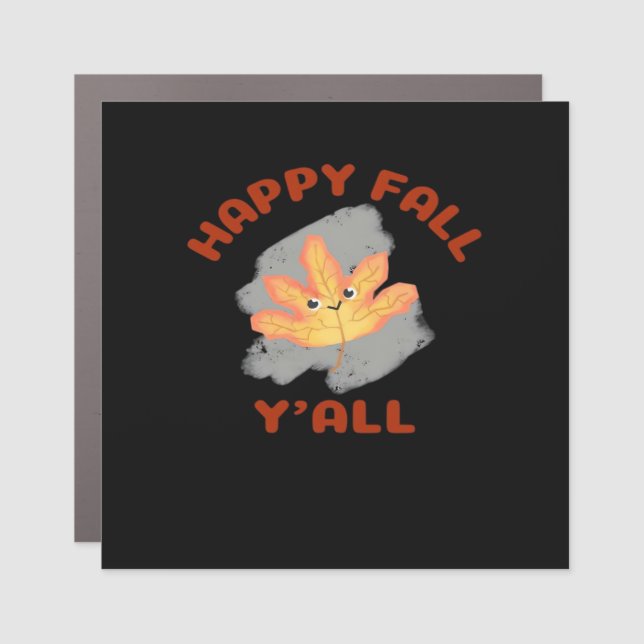 It’s Happy Fall Y’all Retro Classic Car Magnet (Front)