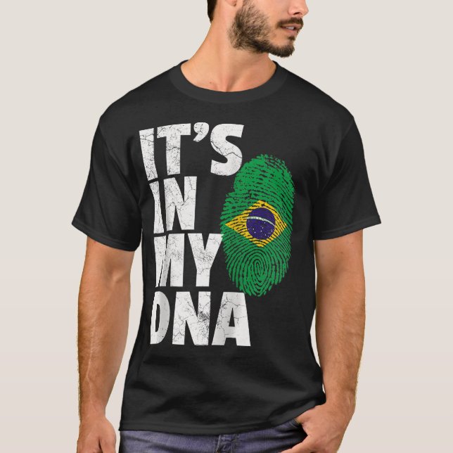 IT_S IN MY DNA Brazilian Brazil Flag Men Women Pri T-Shirt (Front)