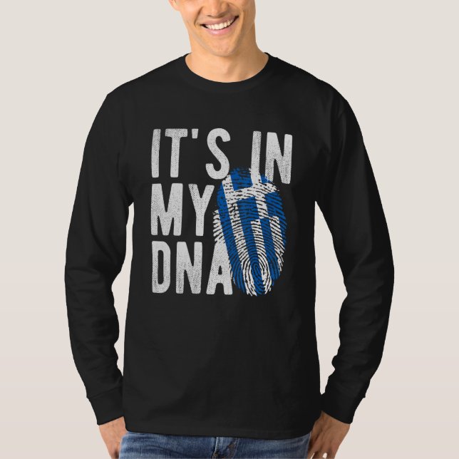 it s in my DNA Greece flag Fingerprint T-Shirt (Front)