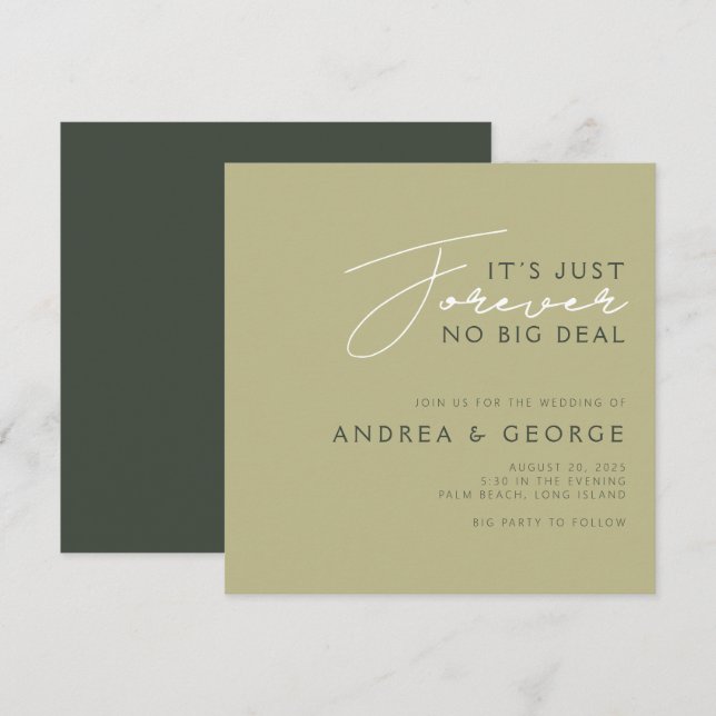 It’s Just Forever No Big Deal Casual Wedding Invitation (Front/Back)