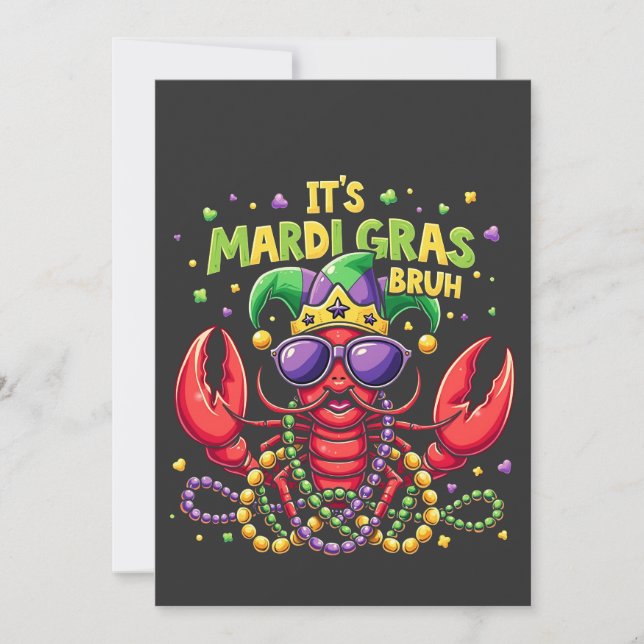 It’s Mardi Gras Bruh Funny Shrimp New Orleans   Invitation (Front)