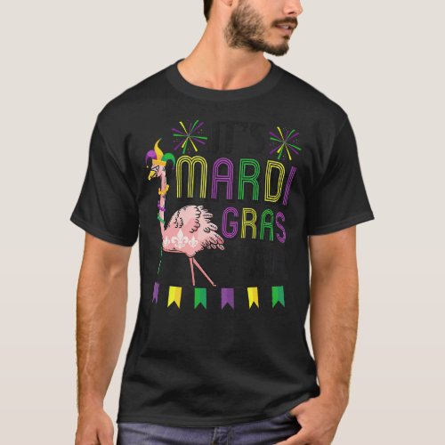 It S Mardi Gras Y All Flamingo Jester Hat Mardi Be T_Shirt