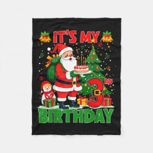 It’s My 3rd Birthday Santa Christmas Outfit 3 Year Fleece Blanket