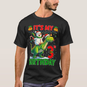 It’s My 3rd Birthday Xmas Snowman Riding Dinosaur T-Shirt