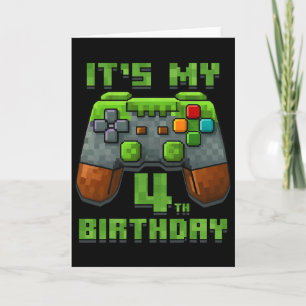 It’s My 4th Birthday Shirt Gamer Video Pixel Game  Card