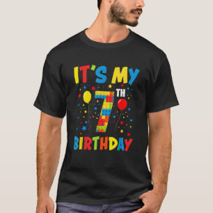 It s My 7th Birthday 7 Year Old Building Blocks Ki T-Shirt
