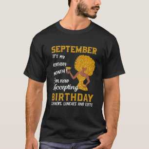 It’S My Birthday Black Women September Virgo Libra T-Shirt
