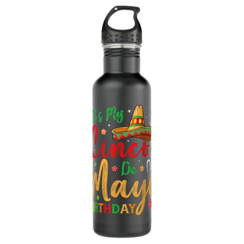 Its My Cinco De Mayo Birthday Tacos Boys  Stainless Steel Water Bottle