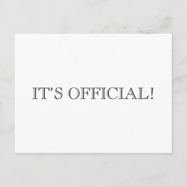 It’s Official! Modern Eloped Wedding Announcement Postcard (Front)