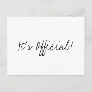 It’s Official! Simple Eloped Wedding Announcement Postcard