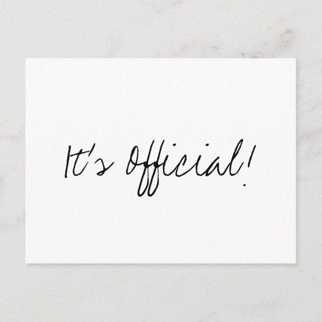 It’s Official! Simple Eloped Wedding Announcement Postcard (Front)