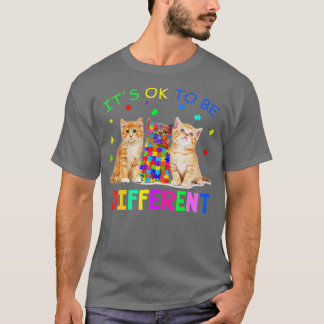 It S Ok The Be Different Cat Autism Awareness T-Shirt