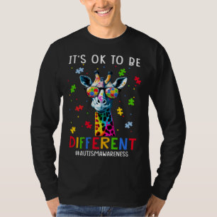 It s Ok To Be Different Autism Awareness Giraffe T-Shirt