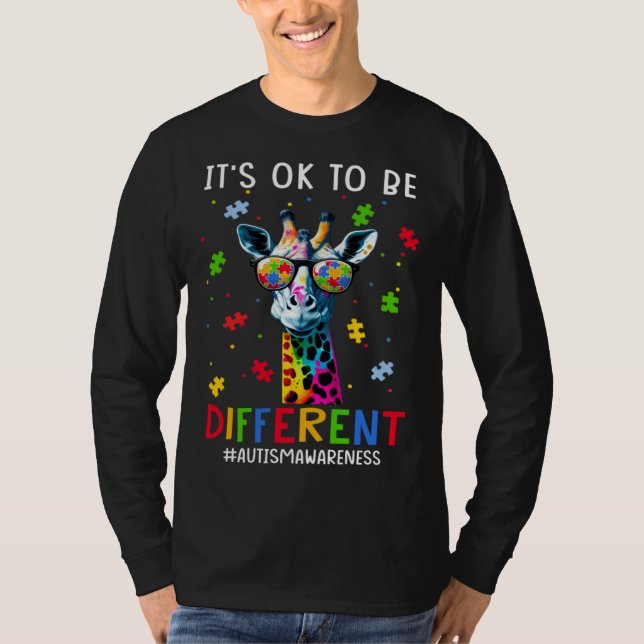 It s Ok To Be Different Autism Awareness Giraffe T-Shirt (Front)