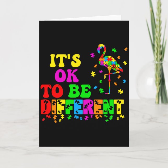 It S Ok To Be Different Autism Awareness Puzzle Fl Card (Front)