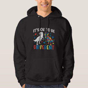 It S Ok To Be Different Dinosaur Autism Awareness Hoodie