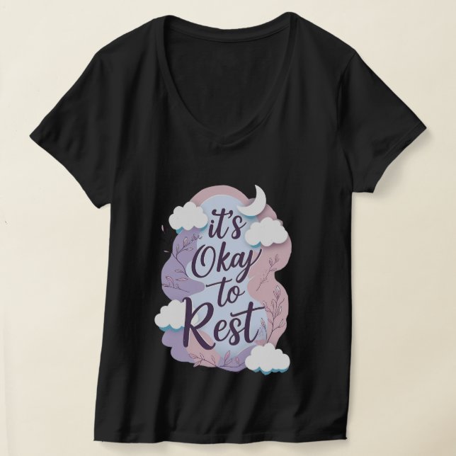 It’s Okay to Rest – Self-Care Mental Health Tee (Laydown)