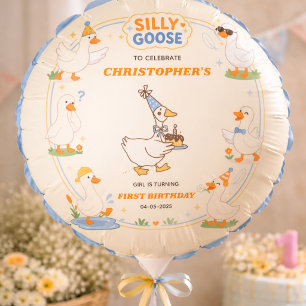 It’s ONE Silly Goose Retro 1st Birthday Fun Modern Balloon