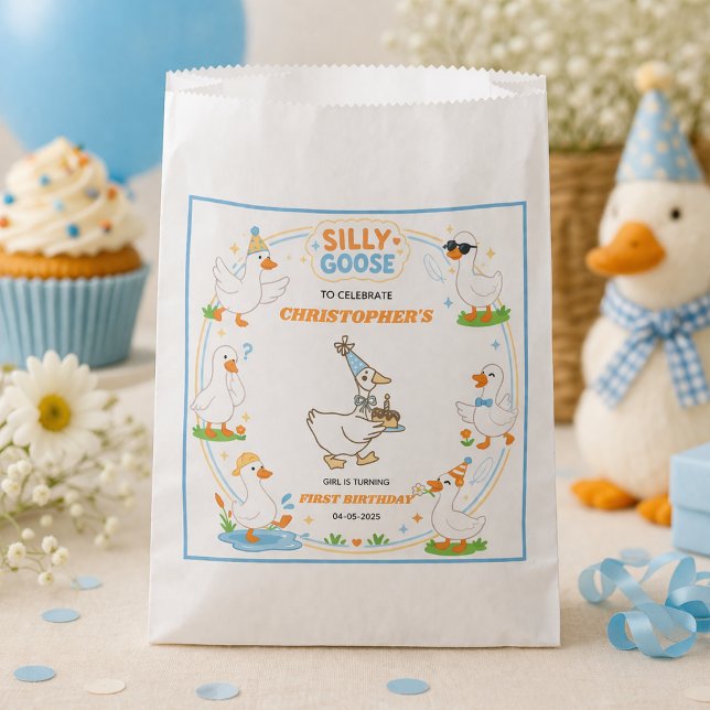 It’s ONE Silly Goose Retro 1st Birthday Fun Modern Favor Bag (It’s ONE Silly Goose Retro 1st Birthday Fun Modern favor bag)