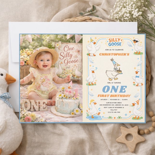 It’s ONE Silly Goose Retro 1st Birthday Fun Modern Invitation (It’s ONE Silly Goose Retro 1st Birthday Fun Modern Invitation
)