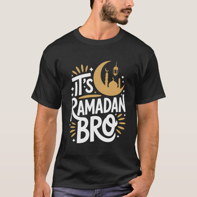 It’s Ramadan Bro Gold Crescent Mosque T-Shirt (Front)