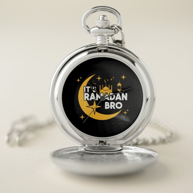 It’s Ramadan Bro Happy Fasting Islamic Crescent  Pocket Watch (Inside)