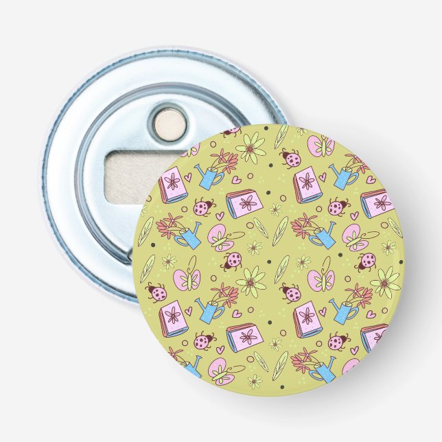 It’s Springtime Book Lovers Colorful Doodles Bottle Opener (Front)
