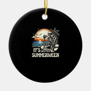 It’s Summerween Skeleton Sunset Vacation Ceramic Ornament