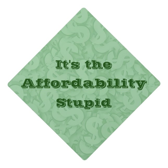 It’s the Affordability Stupid Graduation Cap Topper (Front)
