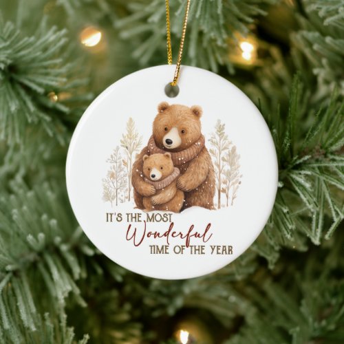 Its the Most Wonderful Time of the Year Bears Ceramic Ornament
