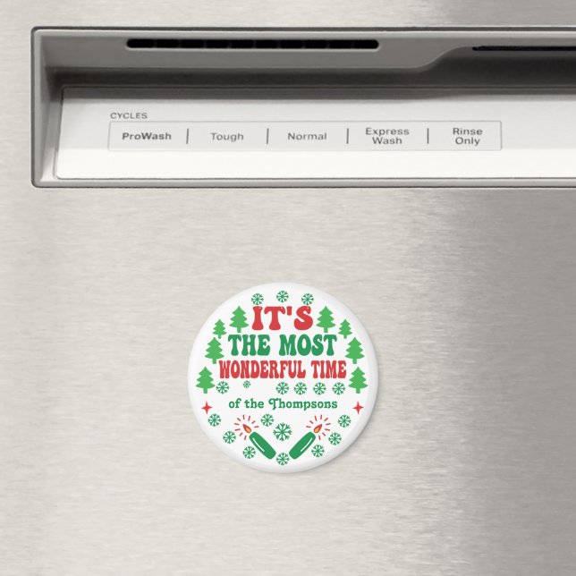It’s the Most Wonderful Time Personalized Holiday Magnet (In Situ (Dishwasher))
