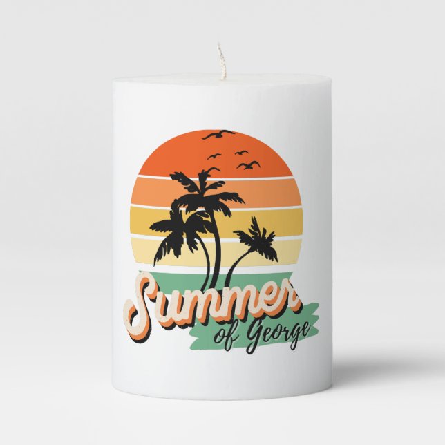 It s The Summer Of George Pillar Candle (Front)