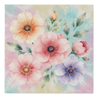 It’s Time To Bloom Tie Dye Florals Faux Canvas Print