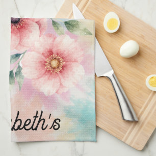 It’s Time To Bloom Tie Dye Florals Personalized Kitchen Towel