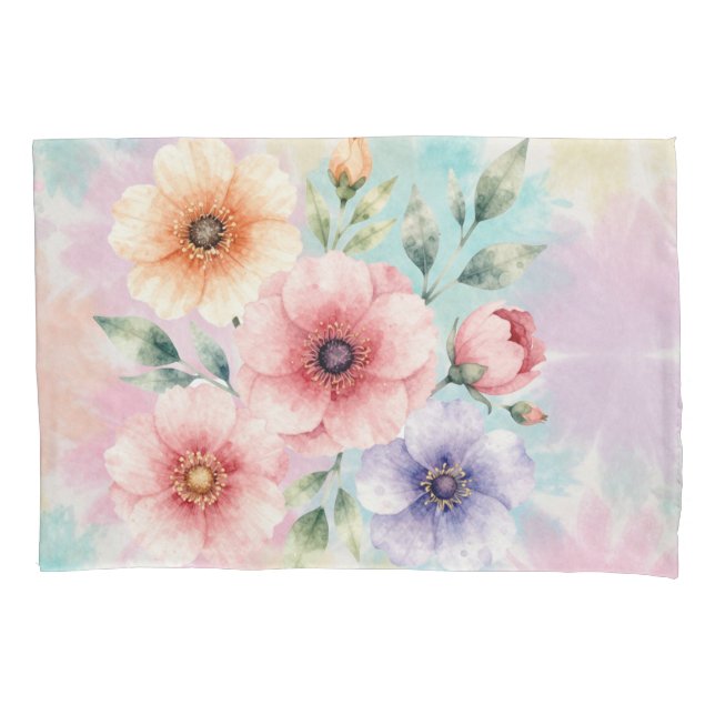 It’s Time To Bloom Tie Dye Florals Pillow Case (Front)