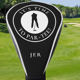 It’s Time to Par-Tee Black & White Monogram Golf Head Cover