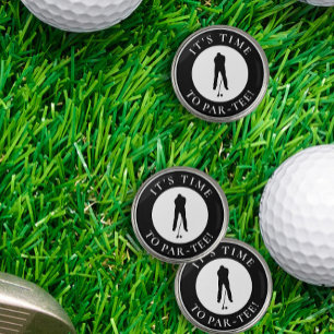 It’s Time to Par-Tee Funny For Him Black Golf Ball Marker