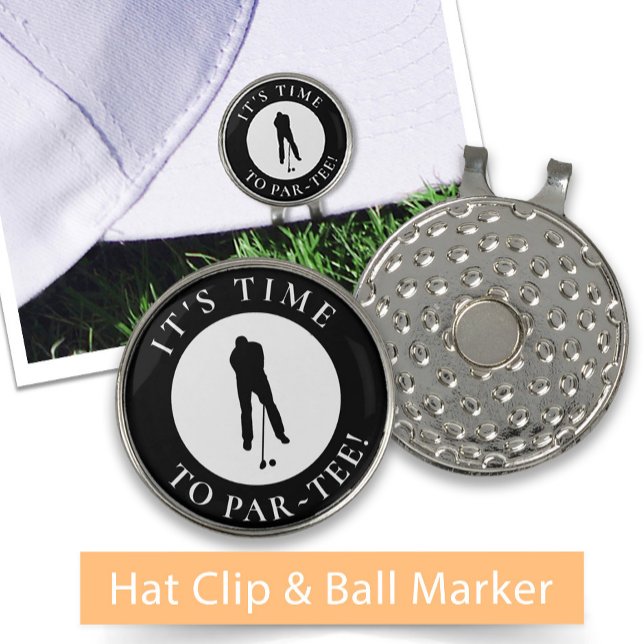 It’s Time to Par-Tee Funny For Him Black Golf Hat Clip (Creator Uploaded)