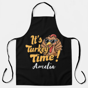 It’s Turkey Time Thanksgiving Fall Holiday Cooking Apron