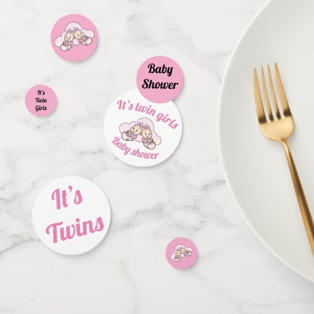 It’s twin girls! Baby shower table confetti (Group)