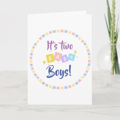 Its Two Baby Boys Blue Party Birth Announcement 