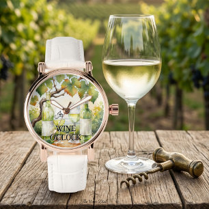 It’s Wine O’Clock Watercolor Vineyard White Wine Watch