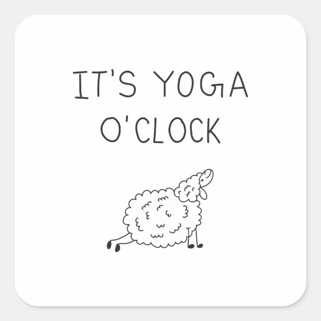 It’s Yoga O’Clock Sheep Square Sticker (Front)