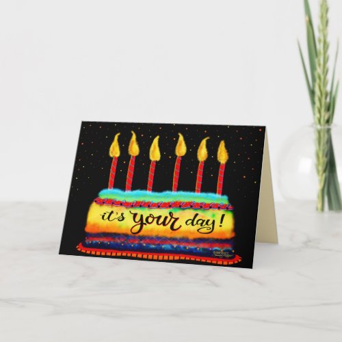 Its Your Day Birthday Cake Candles Fun Colorful Card