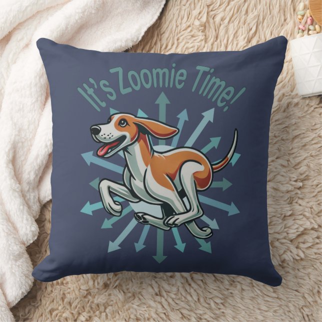 It’s Zoomie Time American Fox Hound Throw Pillow (Blanket)