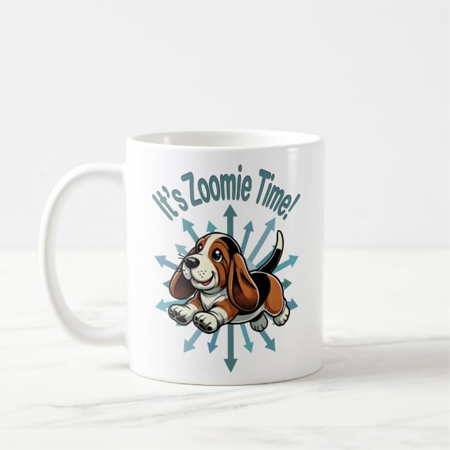 It’s Zoomie Time Basset Hound Coffee Mug (Left)