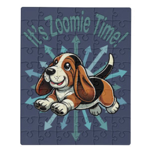 It’s Zoomie Time Basset Hound Jigsaw Puzzle